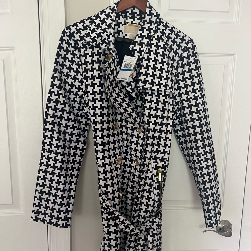 Black and White Houndstooth Women's Coat